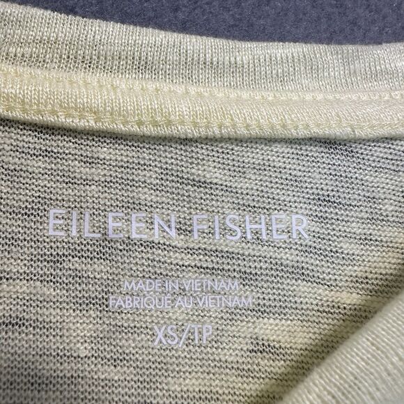 NWT Eileen Fisher 100% Organic Linen Jersey Crew Neck T Shirt Citrus Yellow XS - Picture 8 of 10